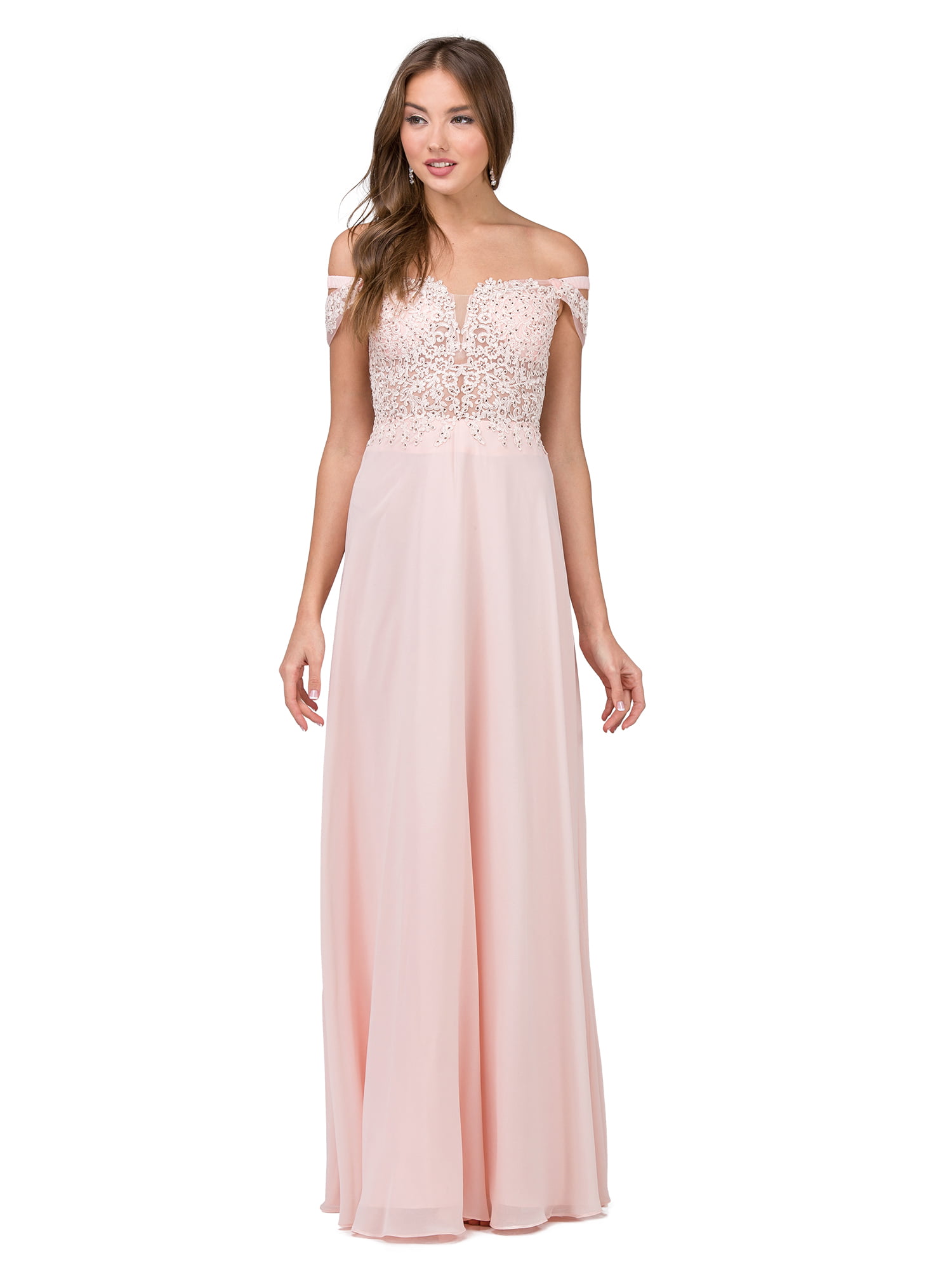 Off-the-Shoulder Embroidered Bodice A-Line Prom Gown (Style 2273)