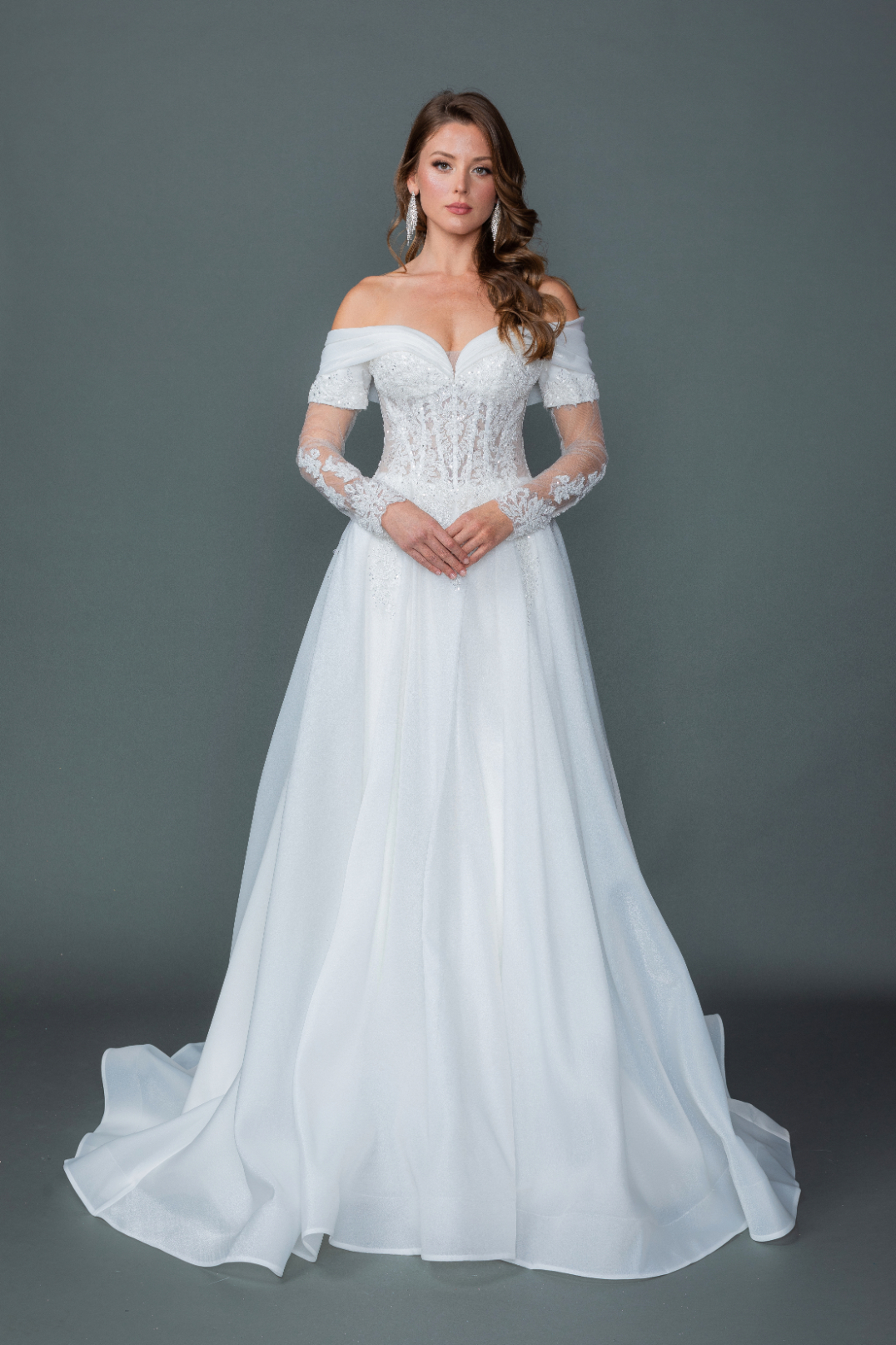 Off-the-Shoulder Sweetheart A-Line Wedding Dress